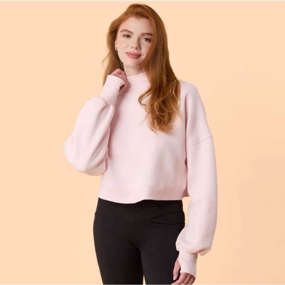 NWT! Blogilates Target X Popflex Marshmallow Mockneck Sweatshirt Light Pink XS